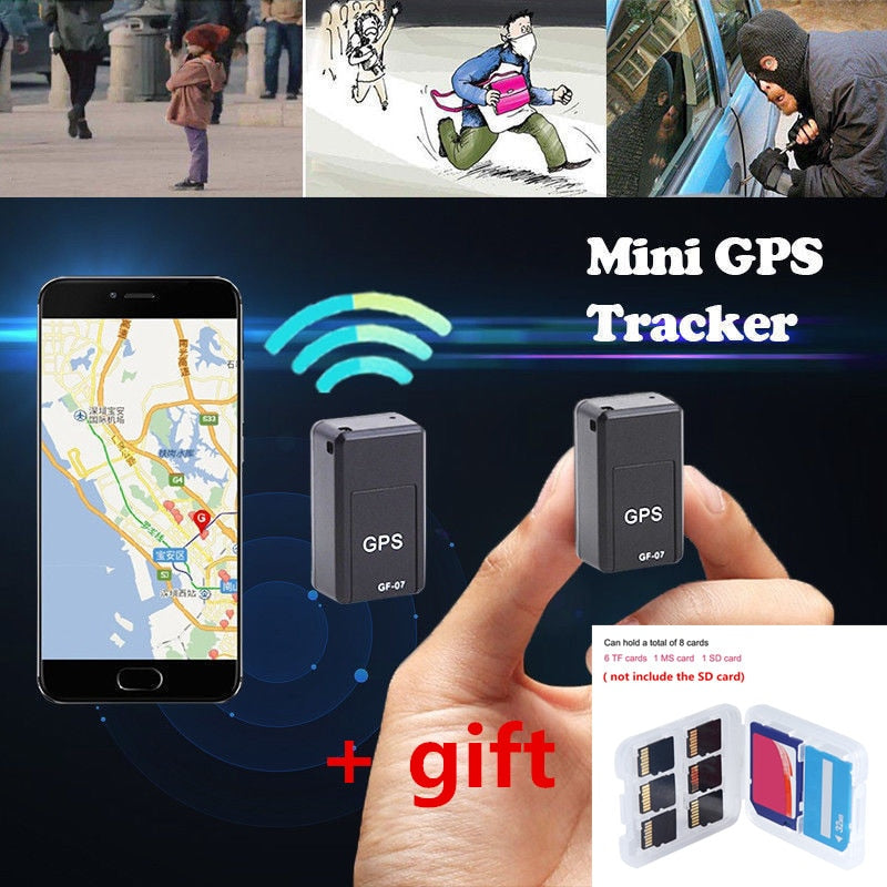 mini GPS tracker which shows multiple uses: children, belongings and cars.
