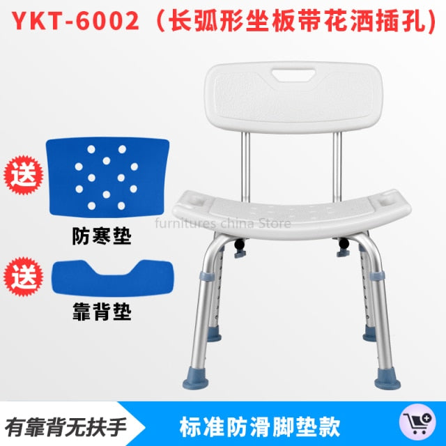 chair with slightly curved upward seat and suction cup feet