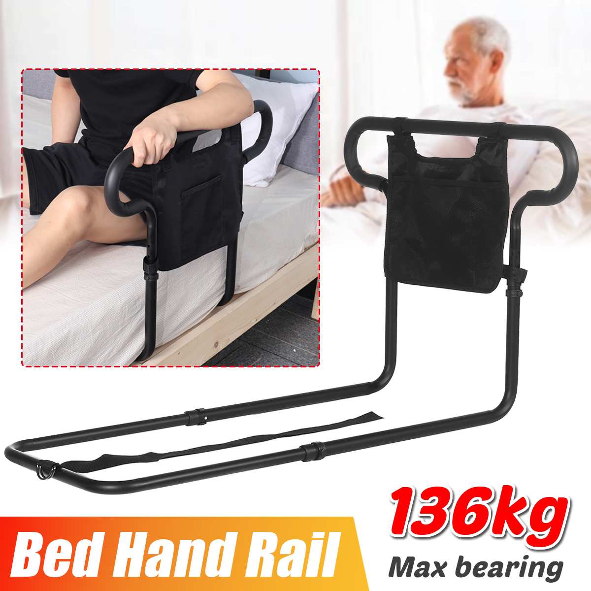 Adjustable Bed Hand Rail for Assisting Elderly